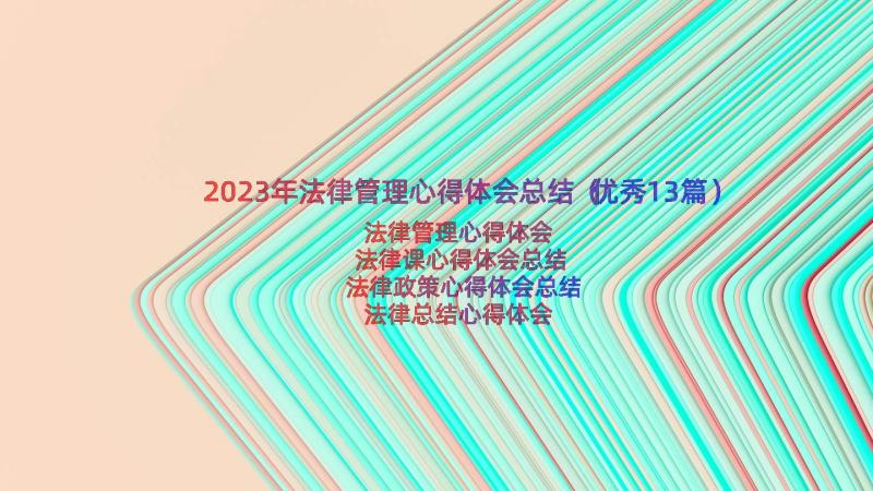 2023年法律管理心得体会总结（优秀13篇）