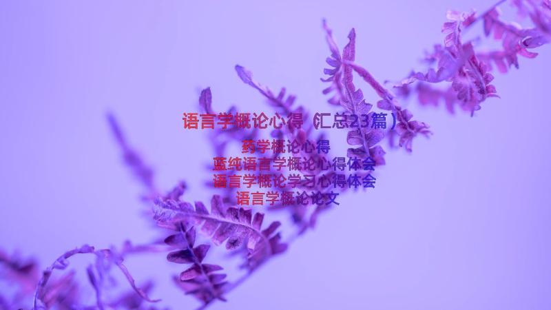 语言学概论心得（汇总23篇）