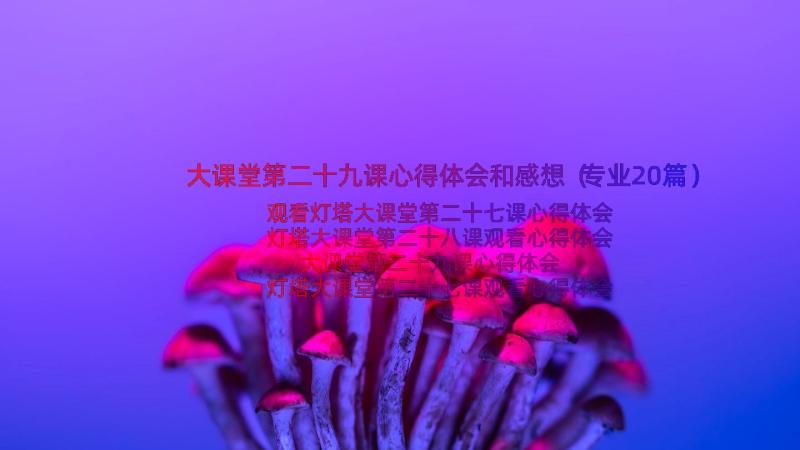 大课堂第二十九课心得体会和感想（专业20篇）