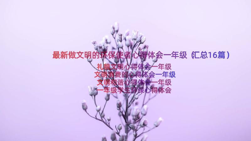 最新做文明的环保使者心得体会一年级（汇总16篇）