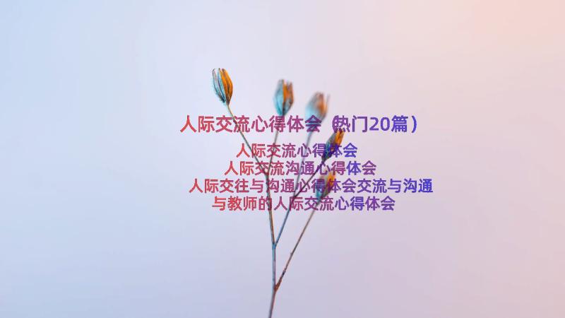 人际交流心得体会（热门20篇）