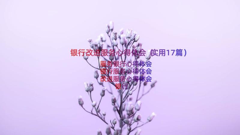 银行改进服务心得体会（实用17篇）