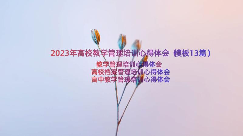 2023年高校教学管理培训心得体会（模板13篇）