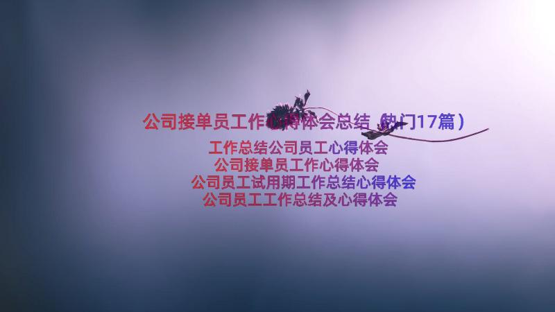 公司接单员工作心得体会总结（热门17篇）