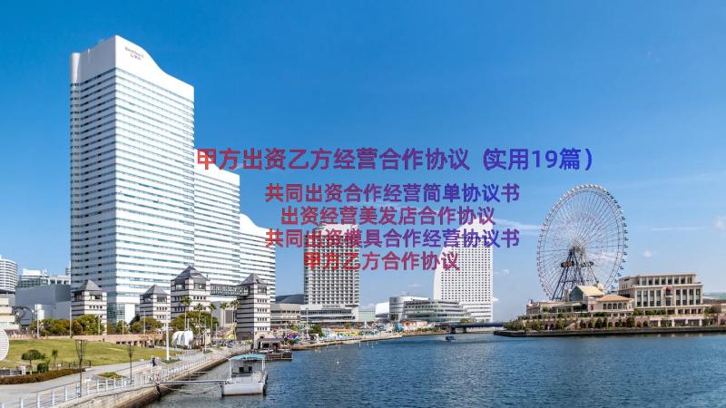 甲方出资乙方经营合作协议（实用19篇）