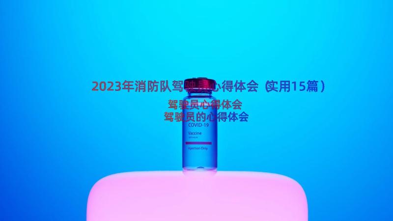 2023年消防队驾驶员心得体会（实用15篇）