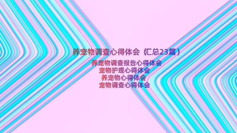 养宠物调查心得体会（汇总23篇）