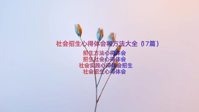 社会招生心得体会和方法大全（17篇）