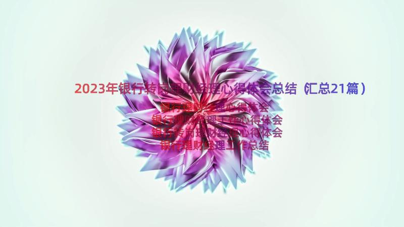 2023年银行转岗理财经理心得体会总结（汇总21篇）