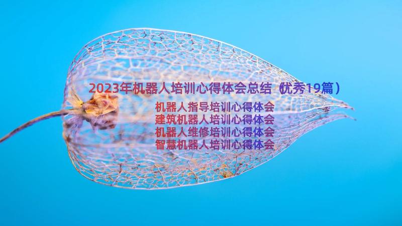 2023年机器人培训心得体会总结（优秀19篇）