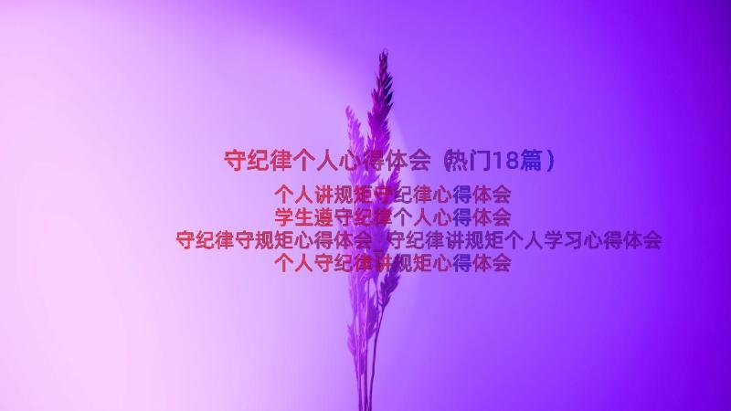 守纪律个人心得体会（热门18篇）