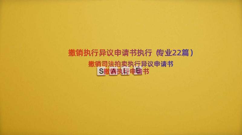 撤销执行异议申请书执行（专业22篇）