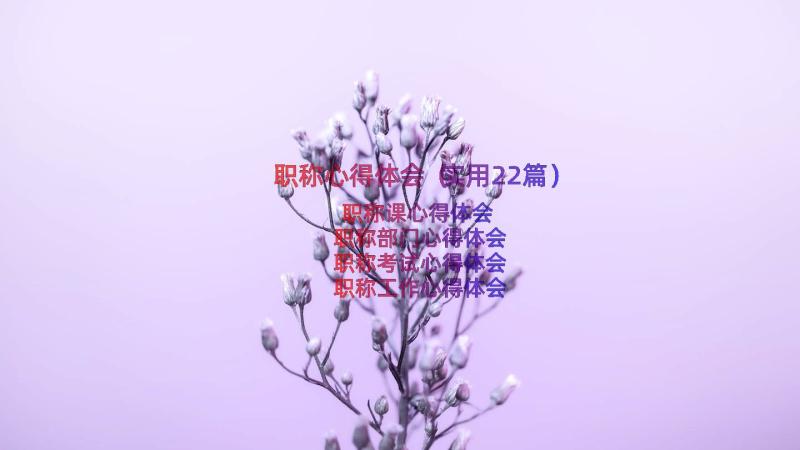 职称心得体会（实用22篇）