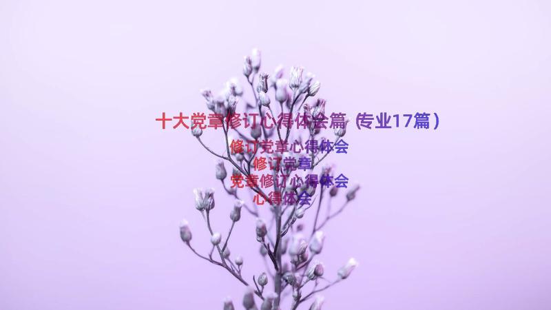 十大党章修订心得体会篇（专业17篇）