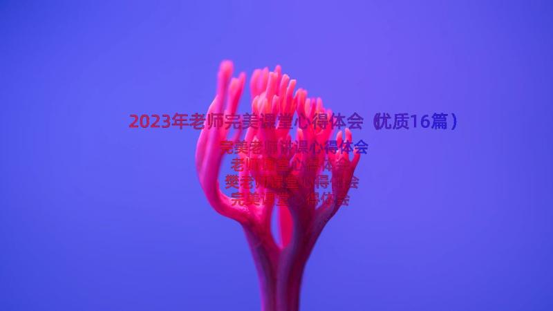 2023年老师完美课堂心得体会（优质16篇）