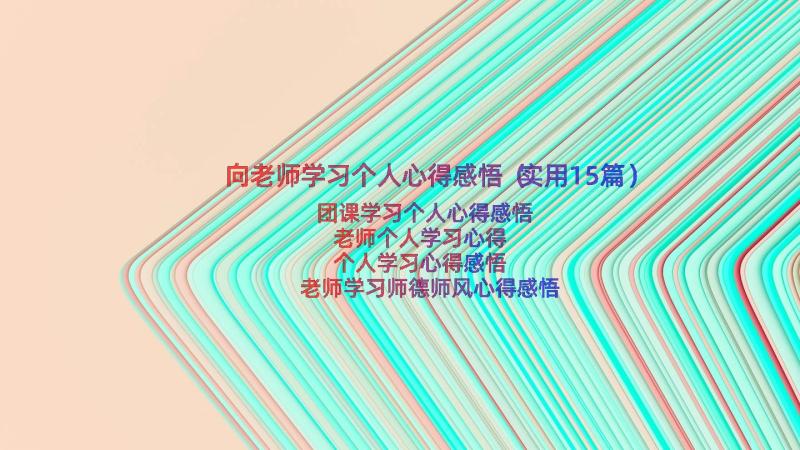 向老师学习个人心得感悟（实用15篇）