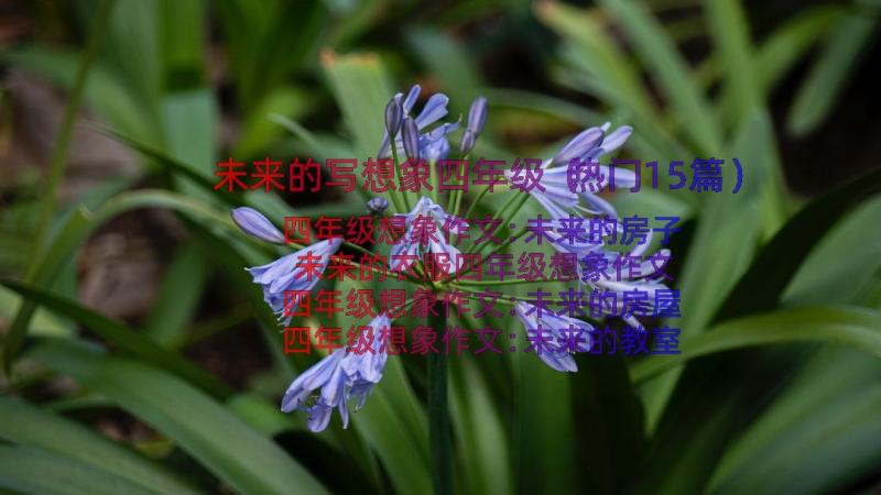 未来的写想象四年级（热门15篇）