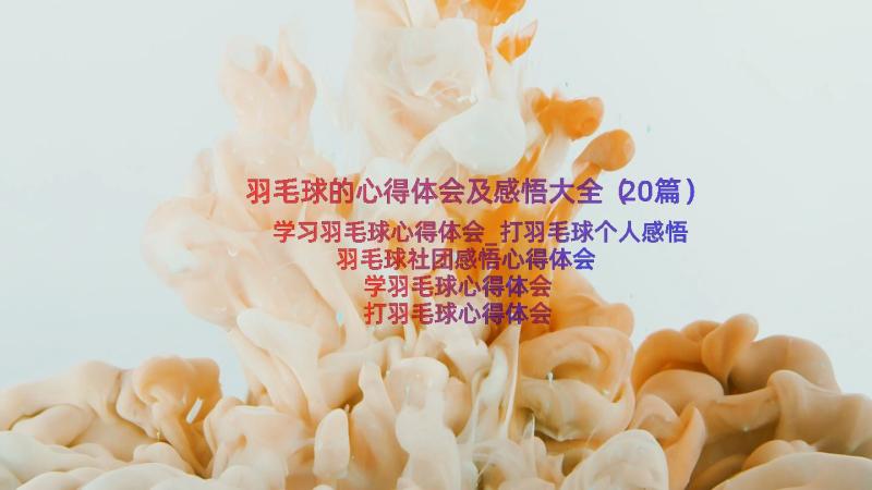 羽毛球的心得体会及感悟大全（20篇）