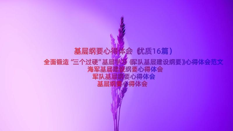 基层纲要心得体会（优质16篇）