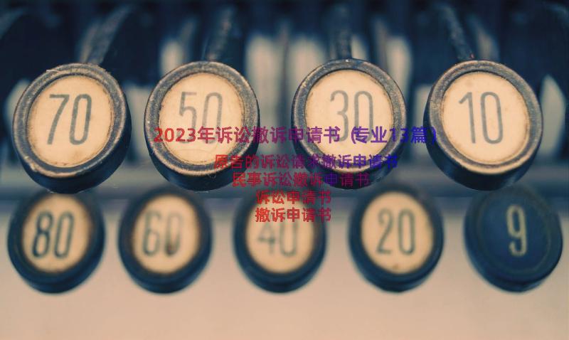 2023年诉讼撤诉申请书（专业13篇）