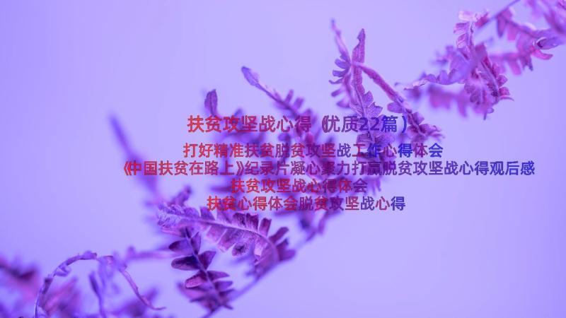 扶贫攻坚战心得（优质22篇）