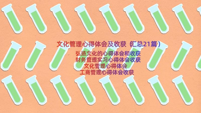 文化管理心得体会及收获（汇总21篇）