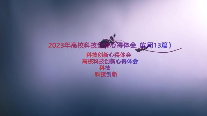 2023年高校科技创新心得体会（实用13篇）