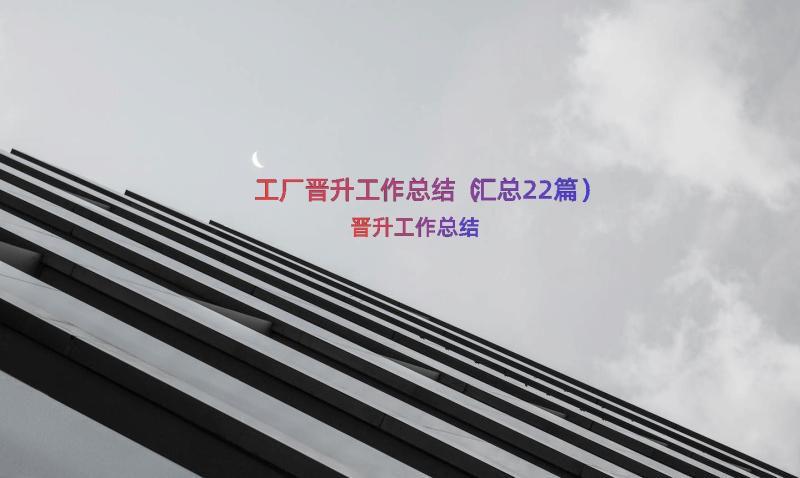 工厂晋升工作总结（汇总22篇）