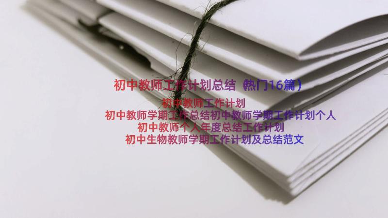 初中教师工作计划总结（热门16篇）