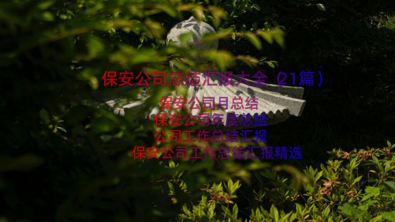 保安公司总结汇报大全（21篇）