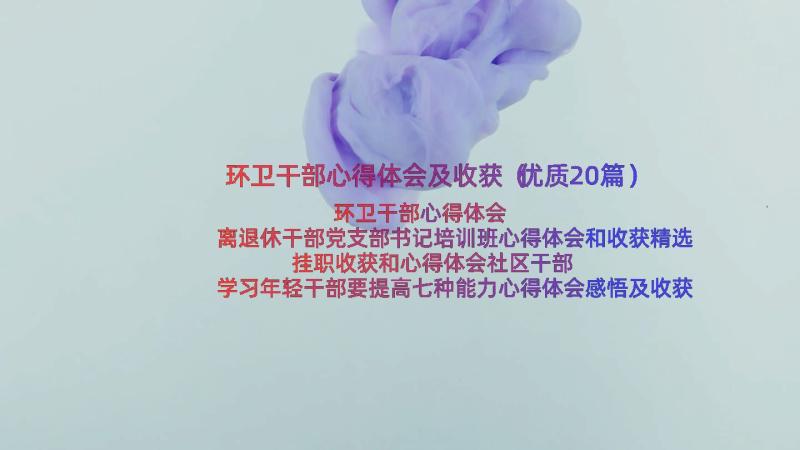 环卫干部心得体会及收获（优质20篇）