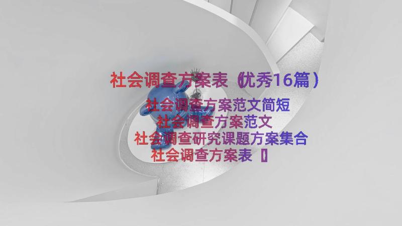 社会调查方案表（优秀16篇）