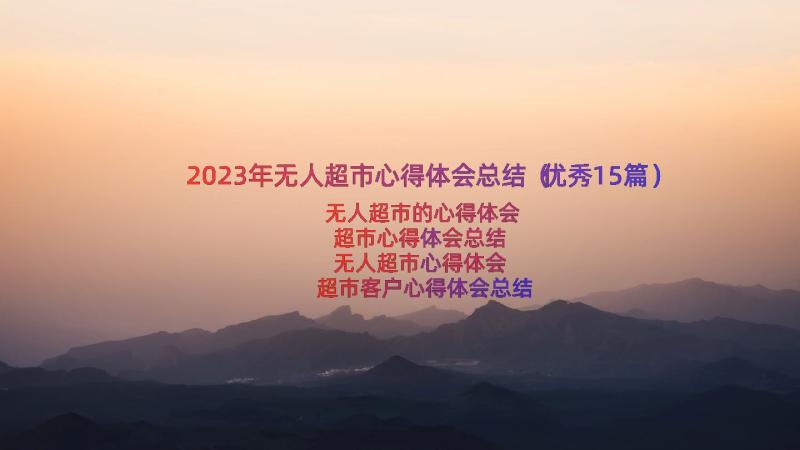 2023年无人超市心得体会总结（优秀15篇）