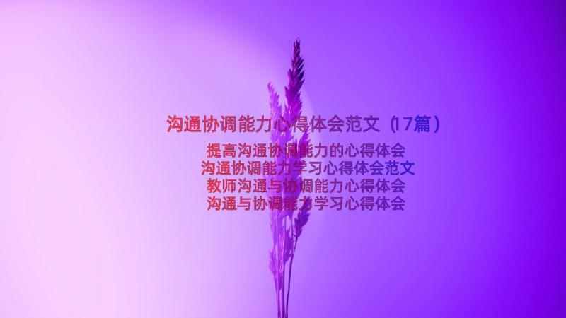 沟通协调能力心得体会范文（17篇）