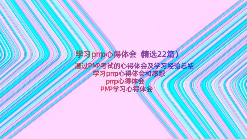 学习pmp心得体会（精选22篇）