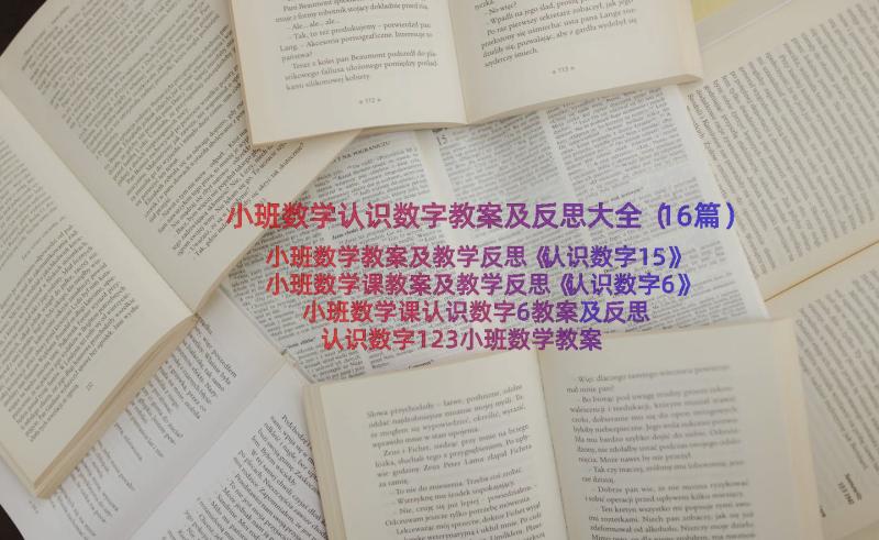 小班数学认识数字教案及反思大全（16篇）