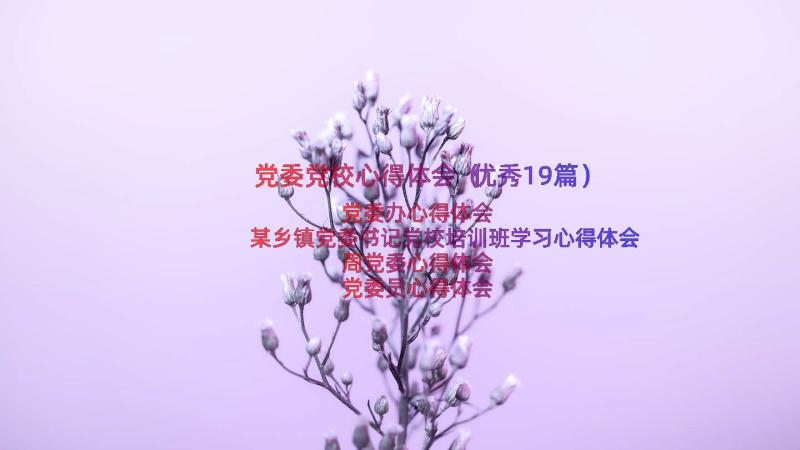 党委党校心得体会（优秀19篇）