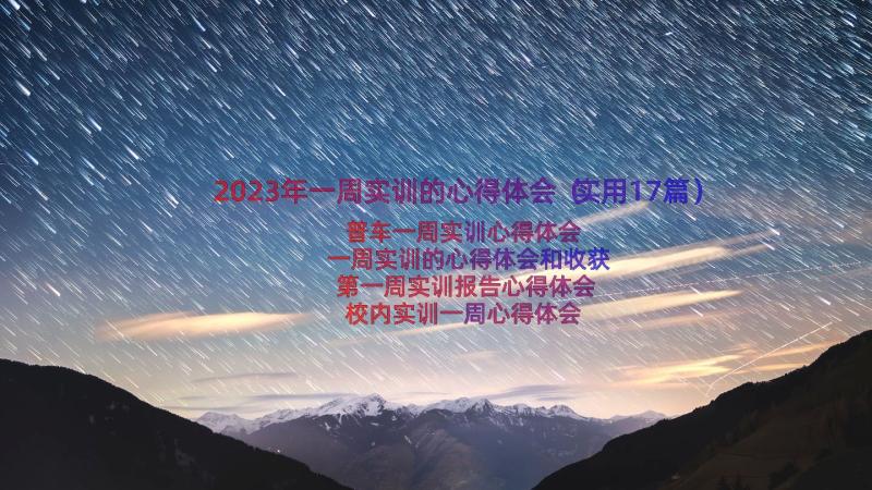 2023年一周实训的心得体会（实用17篇）