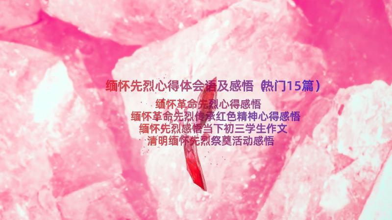 缅怀先烈心得体会语及感悟（热门15篇）