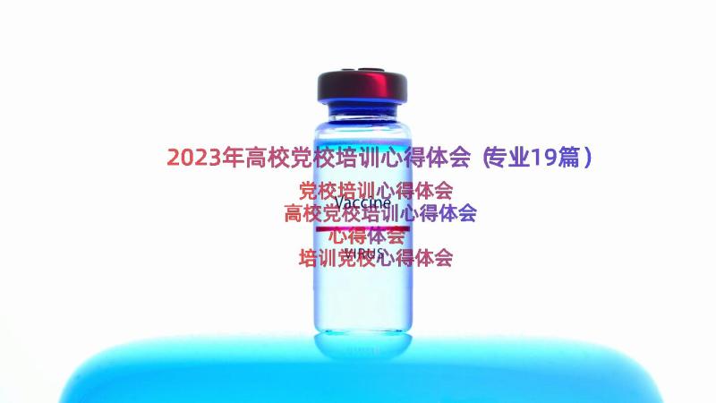 2023年高校党校培训心得体会（专业19篇）