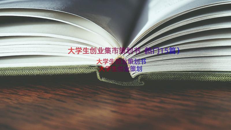 大学生创业集市策划书（热门15篇）