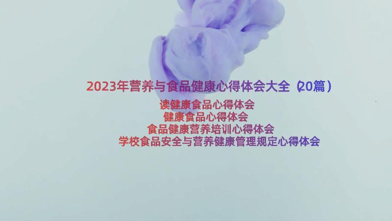 2023年营养与食品健康心得体会大全（20篇）