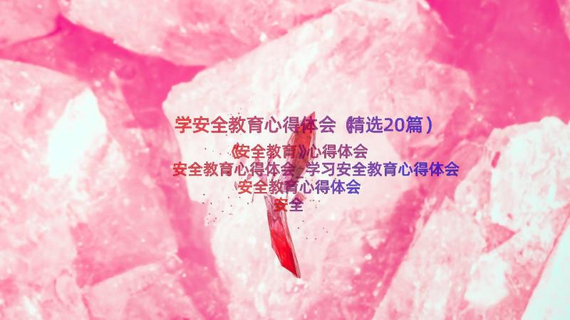 学安全教育心得体会（精选20篇）