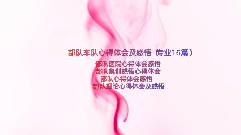 部队车队心得体会及感悟（专业16篇）