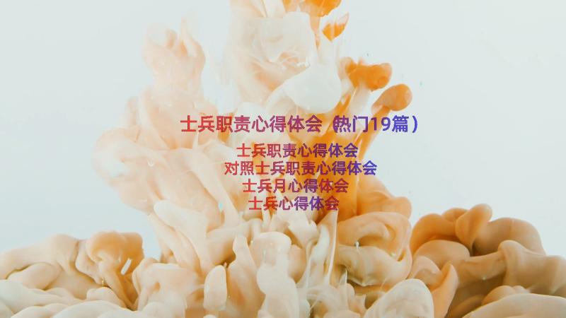 士兵职责心得体会（热门19篇）