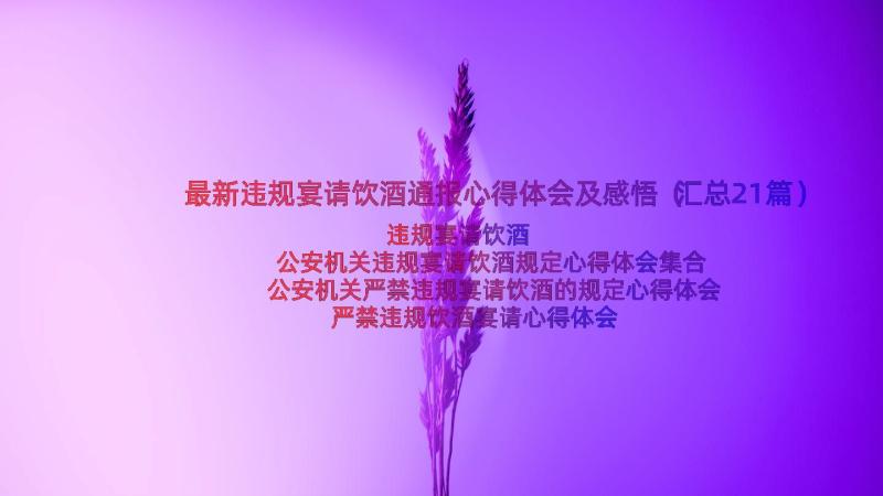 最新违规宴请饮酒通报心得体会及感悟（汇总21篇）