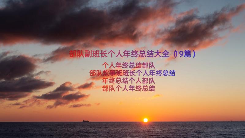 部队副班长个人年终总结大全（19篇）