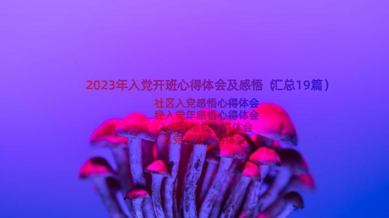 2023年入党开班心得体会及感悟（汇总19篇）