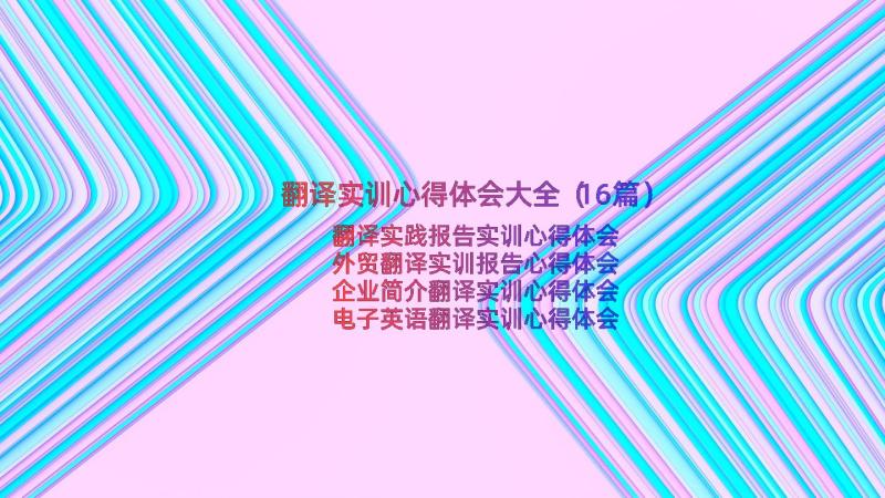 翻译实训心得体会大全（16篇）