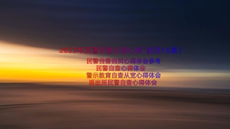 2023年民警自查从宽心得（优质16篇）